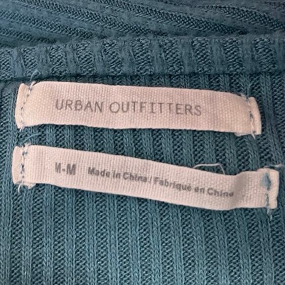 Urban Outfitters Blue Long Sleeve Ribbed Knit Wrap Cropped Sweater Top Size M - Picture 3 of 4